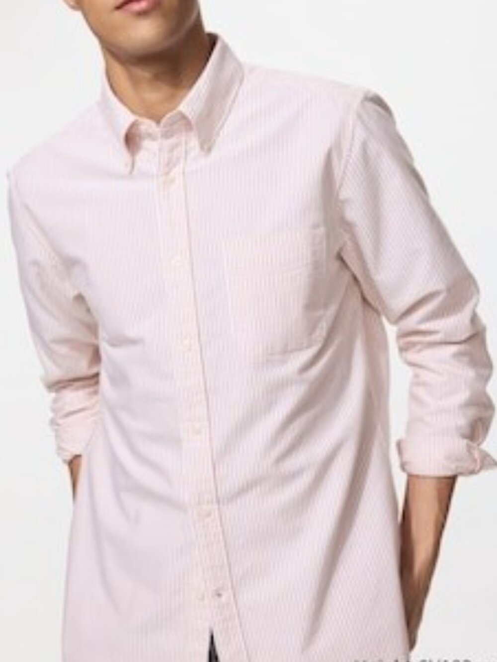 Uniqlo slim fit long sleeve button down shirt light pink men's size XS